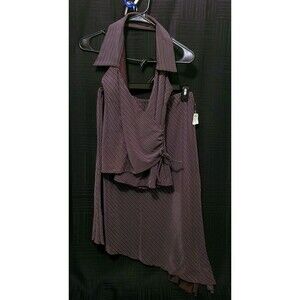 Rag Women's 2-Piece Skit Set Brown Striped S Top L Bottom Y2K Boho NWT Vintage